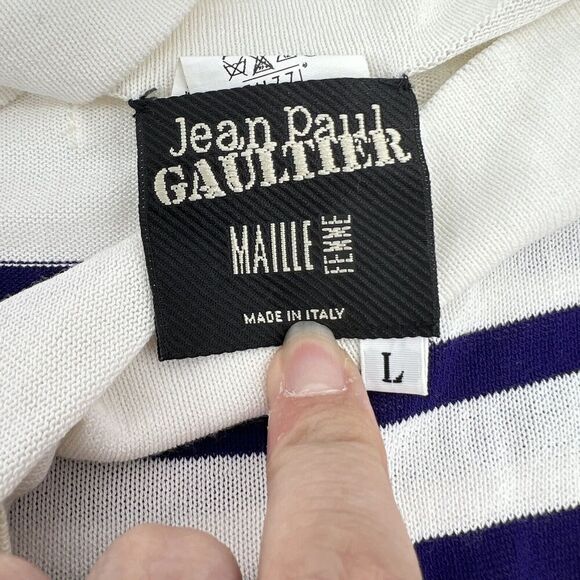 Jean Paul Gaultier VTG 2000s Collection Striped Sweater Bateau Neck Size Large - Picture 5 of 6